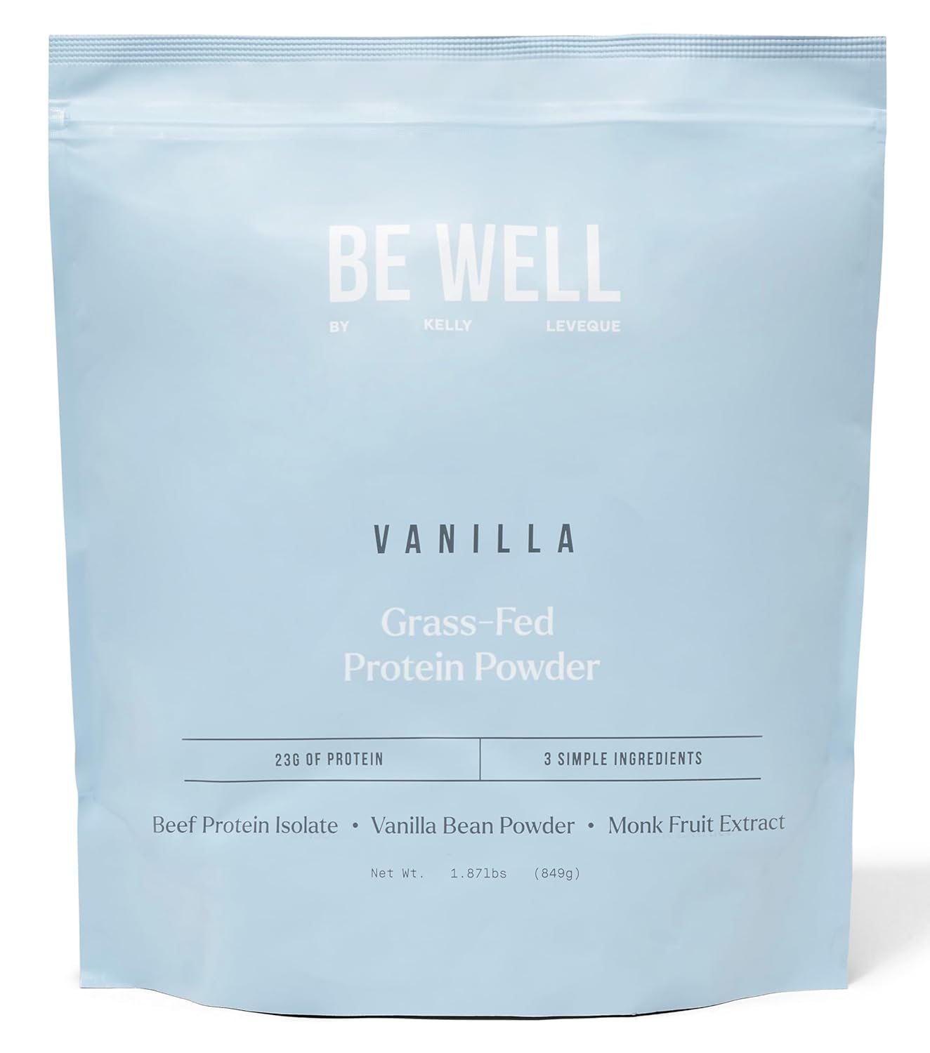 Vanilla Grass-Fed Beef Protein Powder by Kelly LeVeque: 23g Protein, 0 Carbs, 9 Amino Acids, 3 Ingredients - 30 Servings, 1.87lb