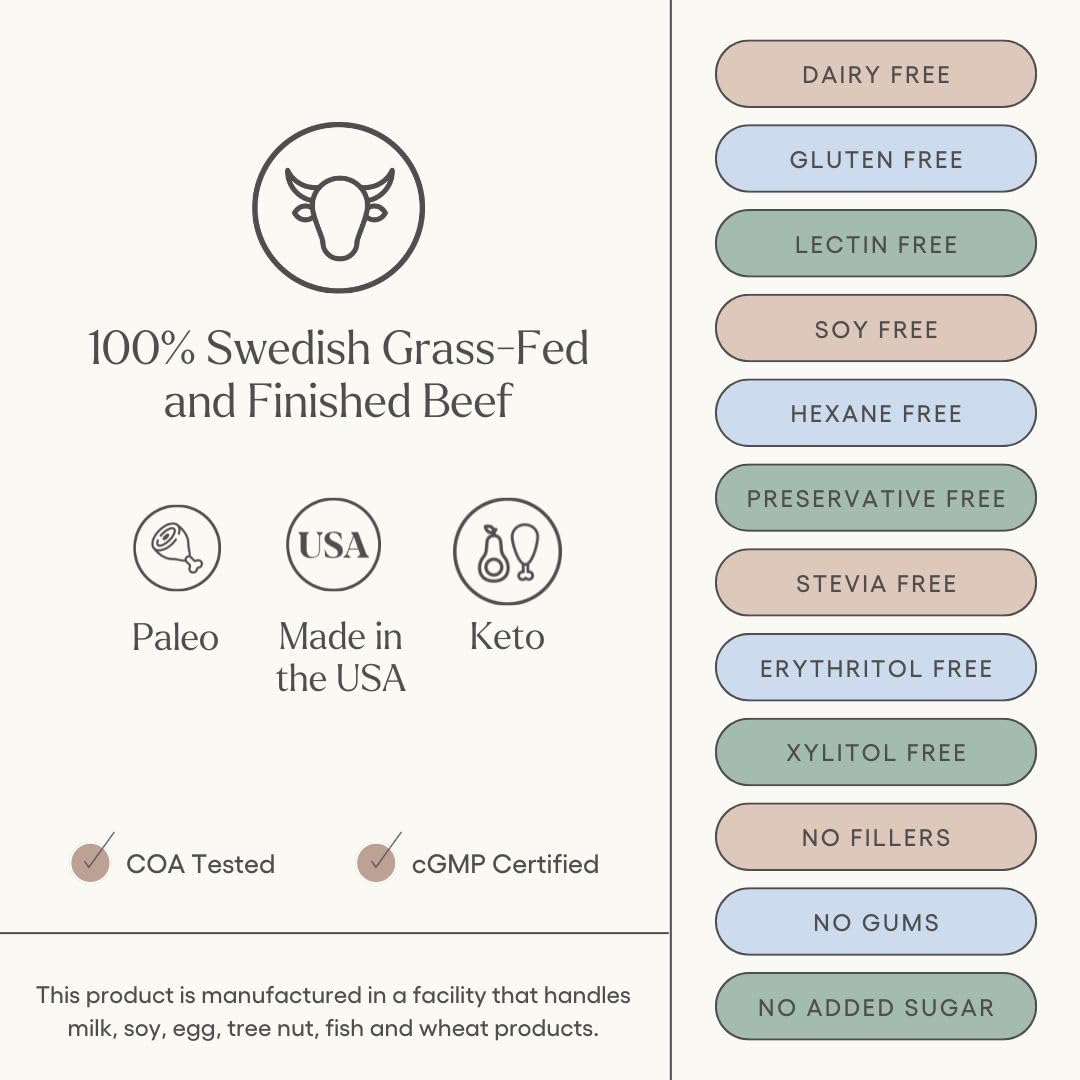 Vanilla Grass-Fed Beef Protein Powder by Kelly LeVeque: 23g Protein, 0 Carbs, 9 Amino Acids, 3 Ingredients - 30 Servings, 1.87lb