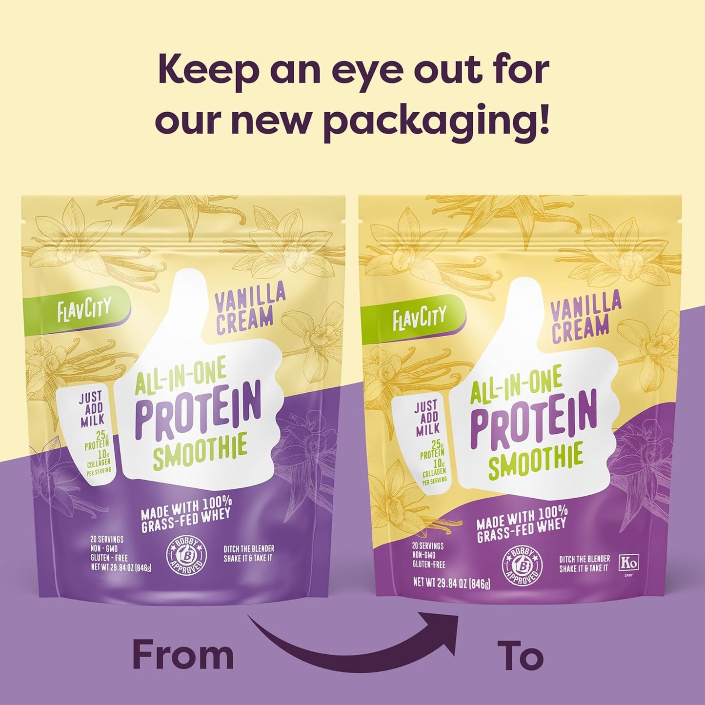 Vanilla Grass-Fed Whey Protein Smoothie with Collagen - 25g Protein, Gluten Free, No Added Sugars - 29.84 oz