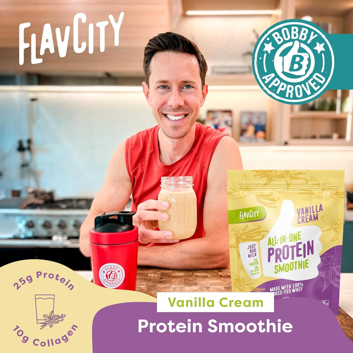 Vanilla Grass-Fed Whey Protein Smoothie with Collagen - 25g Protein, Gluten Free, No Added Sugars - 29.84 oz