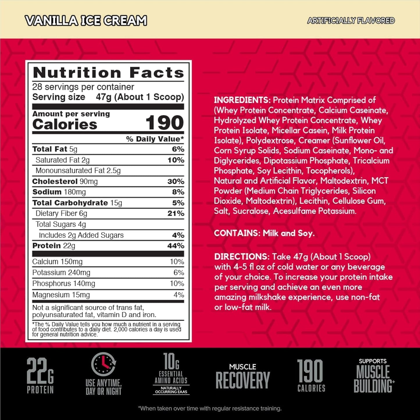 Vanilla Ice Cream Flavored BSN SYNTHA-6 Protein Powder - 3 lbs. Jar