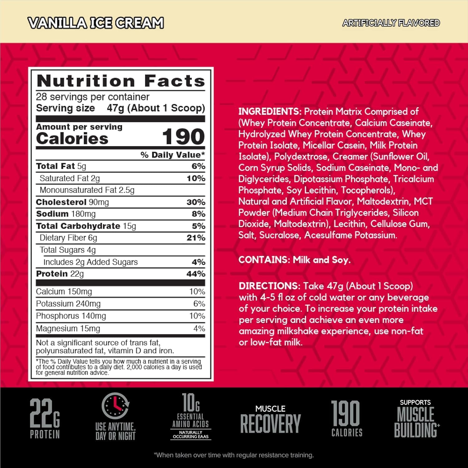 Vanilla Ice Cream Flavored BSN SYNTHA-6 Protein Powder - 3 lbs. Jar