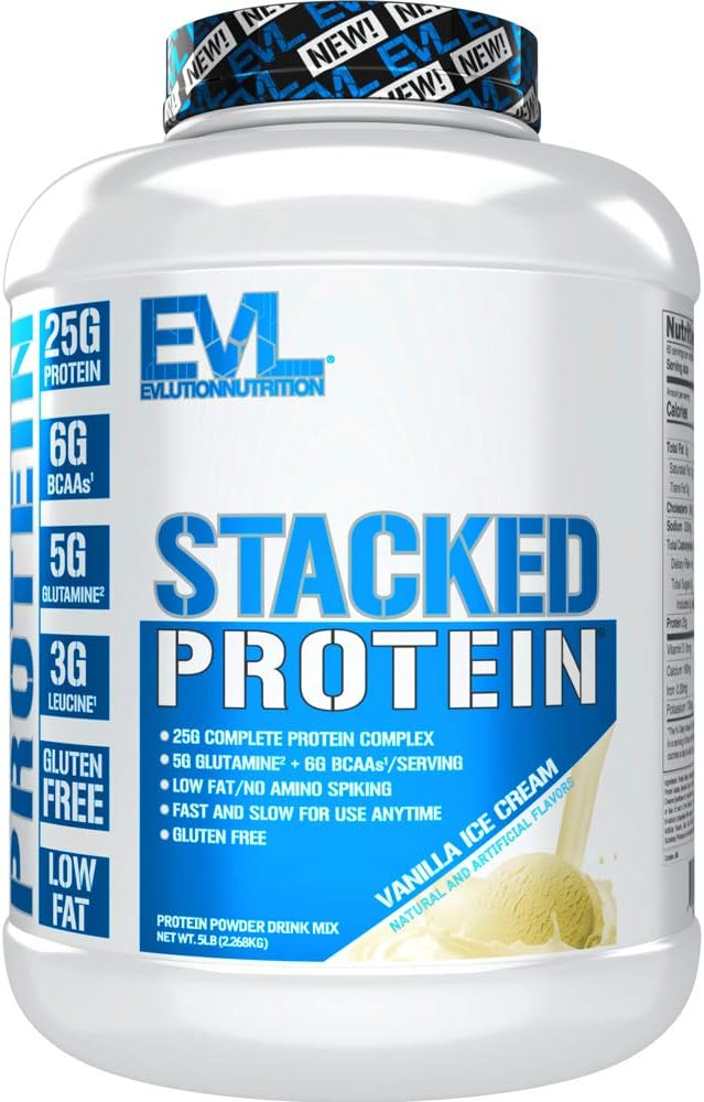 Vanilla Ice Cream Protein Powder with 25g Protein, 6g BCAAs, 5g Glutamine - 5 LB