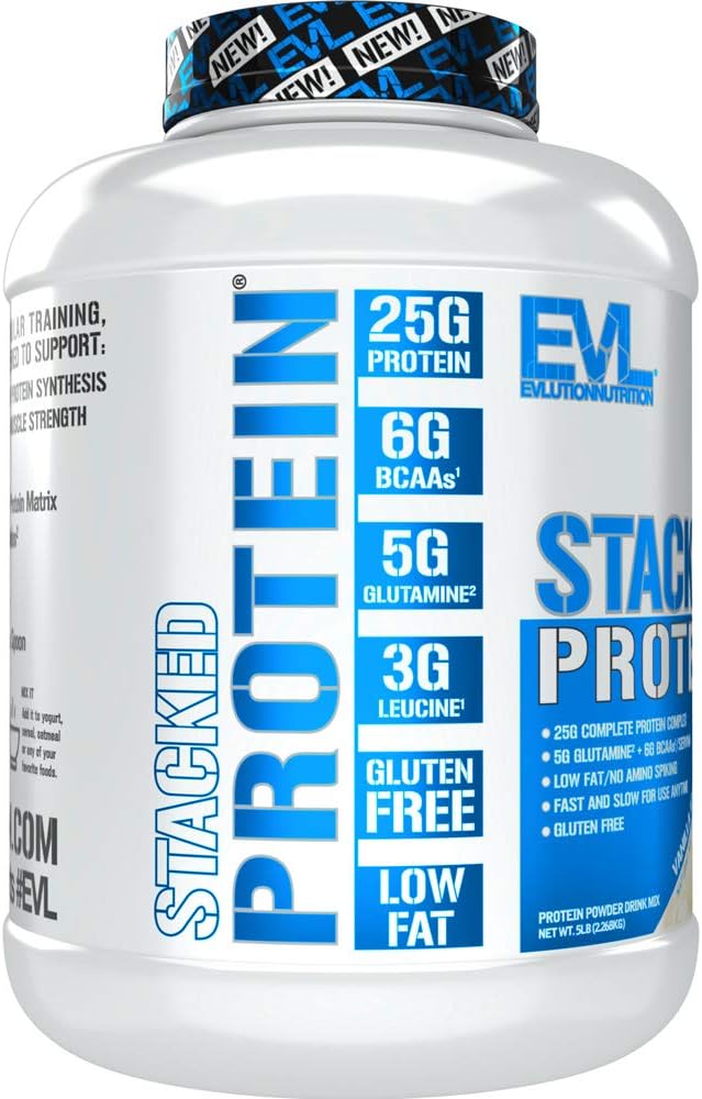Vanilla Ice Cream Protein Powder with 25g Protein, 6g BCAAs, 5g Glutamine - 5 LB