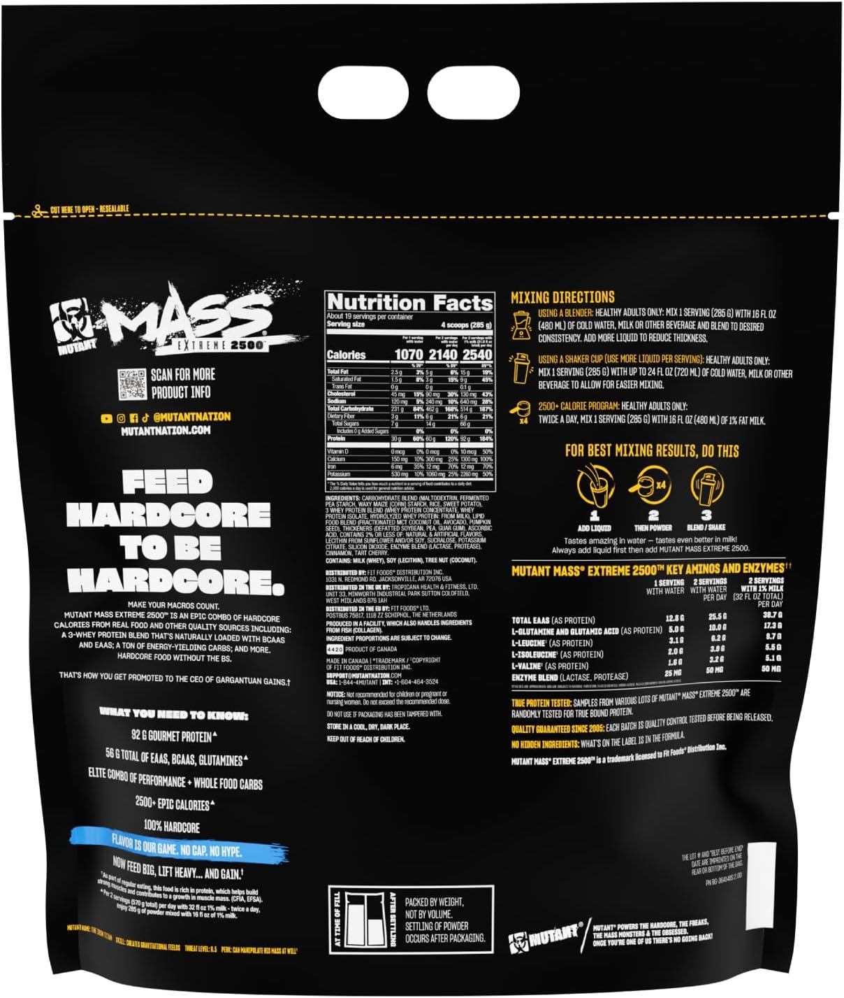 Vanilla Ice Cream Whey Protein Powder for Muscle Growth - Mutant Mass Extreme Gainer with High-Density Clean Calories - 12 lbs