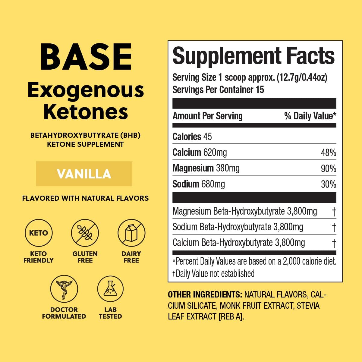 Vanilla Keto Exogenous Ketones Powder with BHB Salts, Electrolytes, and Energy Support for Ketosis & Workouts