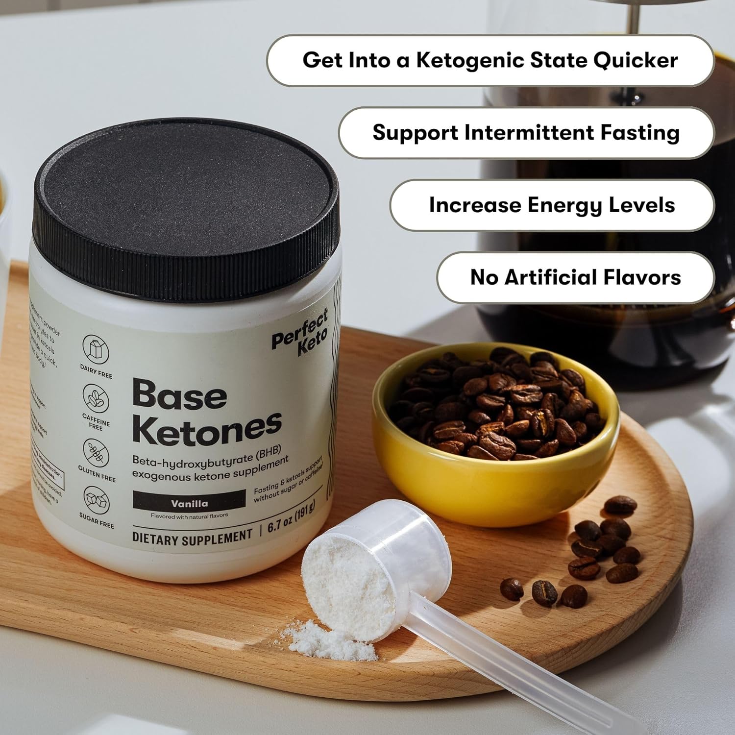 Vanilla Keto Exogenous Ketones Powder with BHB Salts, Electrolytes, and Energy Support for Ketosis & Workouts