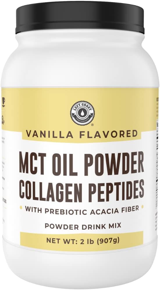 Vanilla Keto MCT Powder with Collagen and Prebiotic Fiber - Grass Fed, 0 Net Carb, Stevia Sweetened