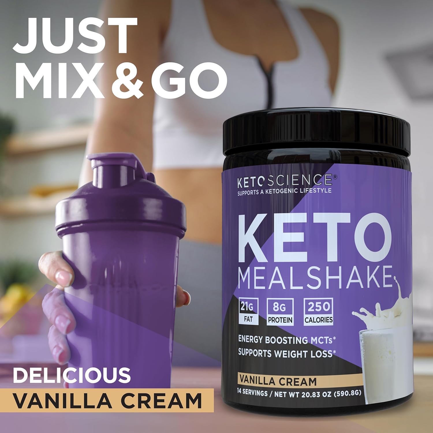 Vanilla Keto Meal Shake with MCTs, Protein, Collagen, Vitamins, Minerals - Keto & Paleo Friendly Dietary Supplement for Weight Loss - 14 Servings, 20.49 Oz