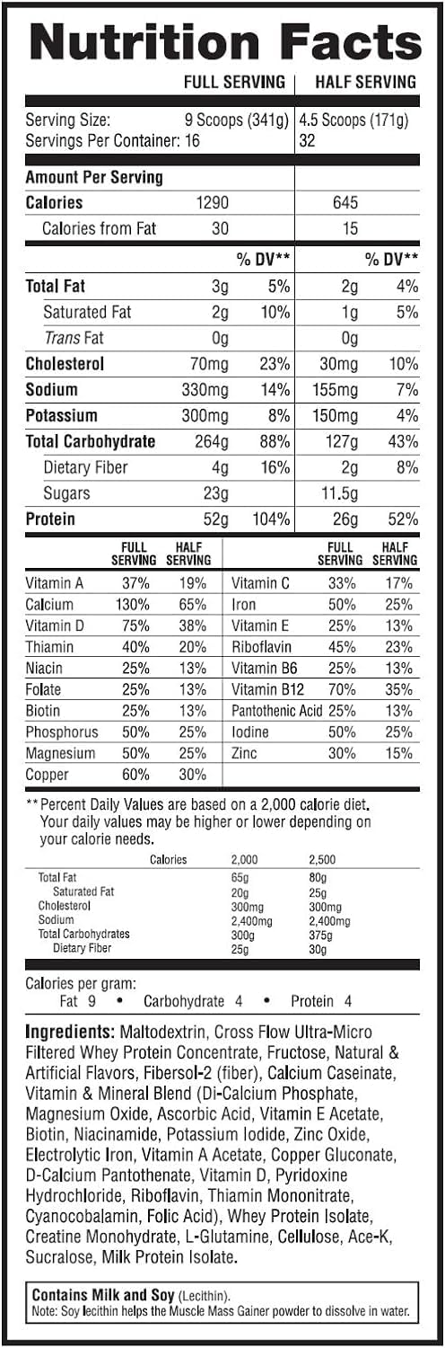 Vanilla Labrada Nutrition Muscle Mass Gainer - 12 Pound Bulk Size Supplement