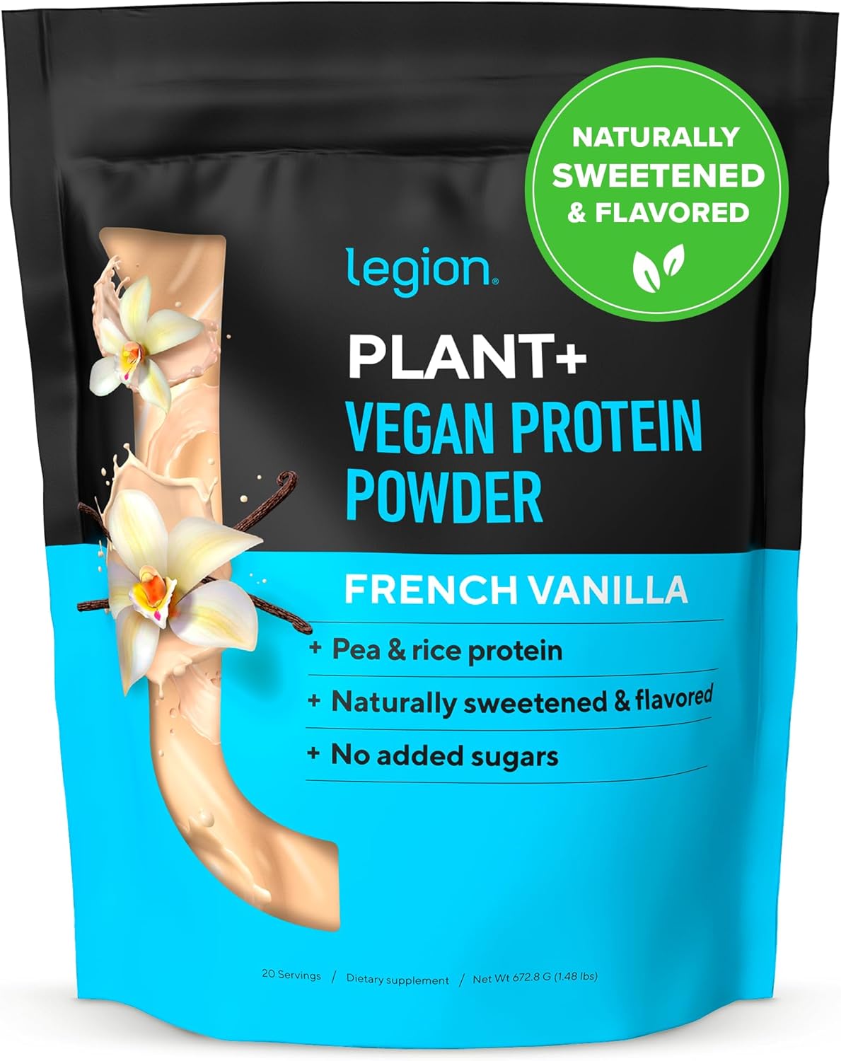 Vanilla LEGION Plant+ Vegan Protein Powder - Rice & Pea Blend, Gluten-Free, Non-GMO, 20 Servings