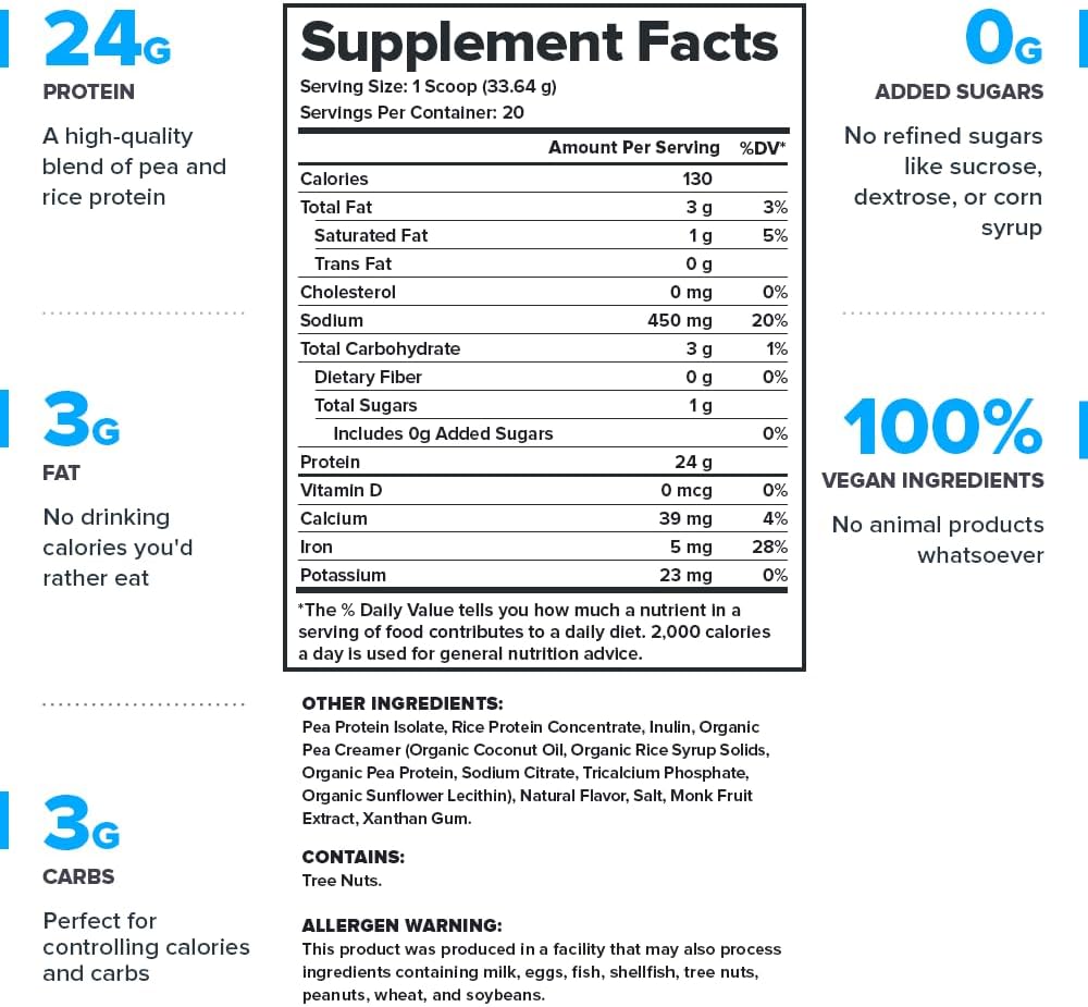 Vanilla LEGION Plant+ Vegan Protein Powder - Rice & Pea Blend, Gluten-Free, Non-GMO, 20 Servings