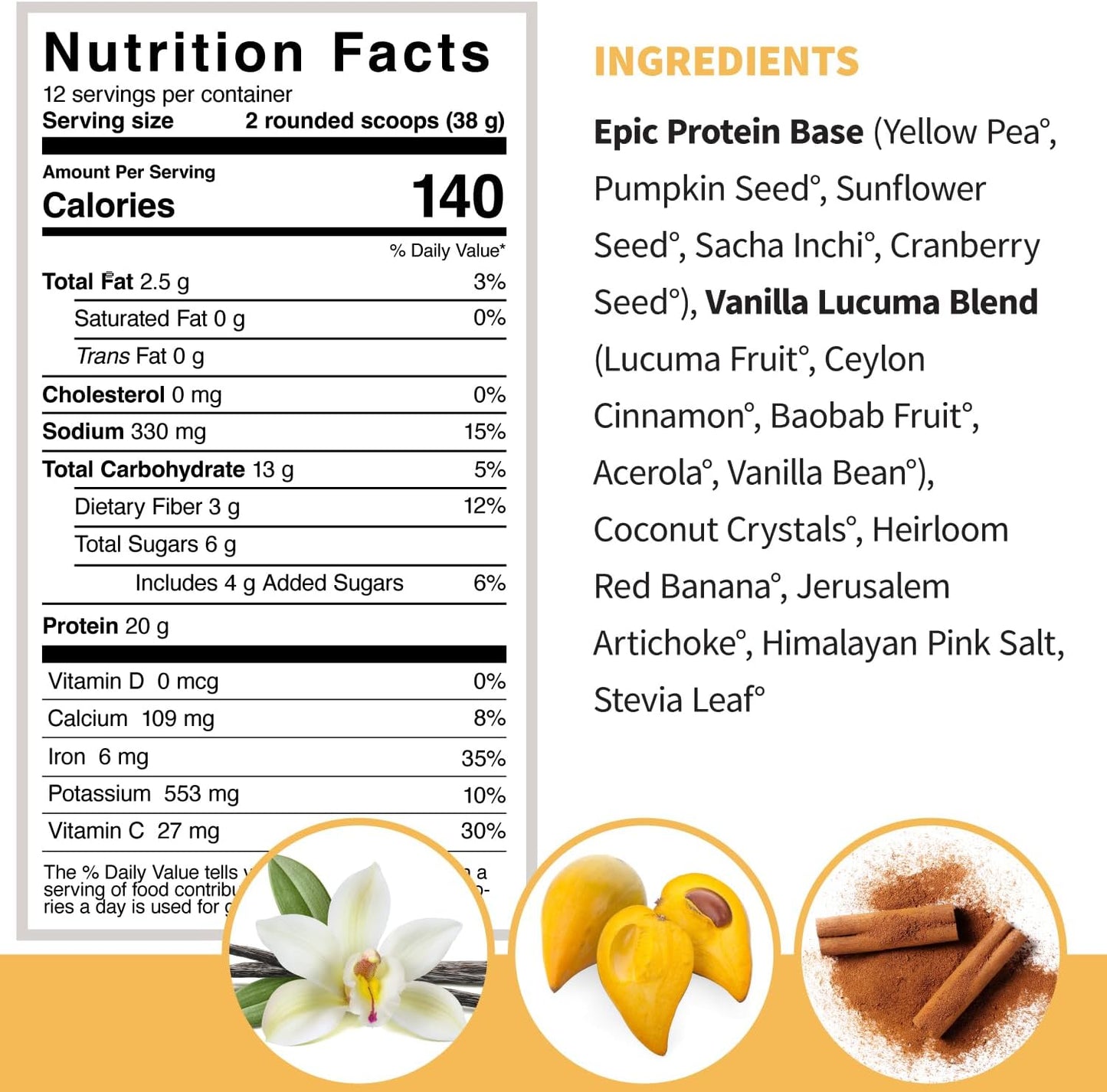 Vanilla Lucuma Pea Protein Blend by Sprout Living - 1 lb