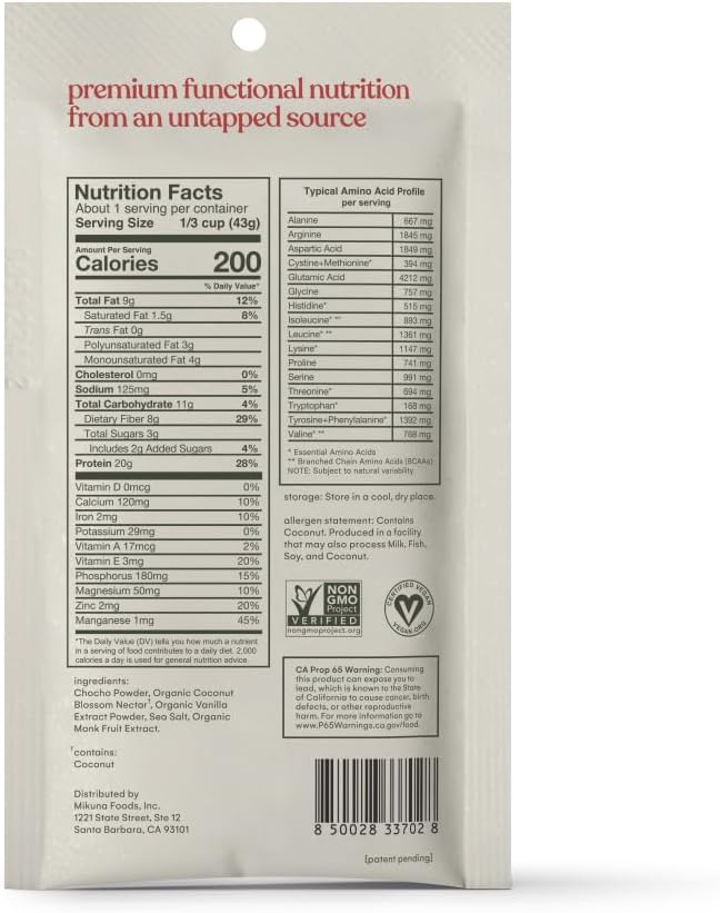 Vanilla Mikuna Vegan Protein Powder - 8 Servings of Plant-Based Chocho Superfood Protein with Vitamins, Minerals, and Fiber - Dairy-Free & Gluten-Free