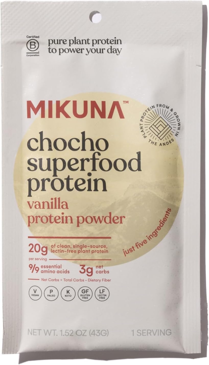 Vanilla Mikuna Vegan Protein Powder - 8 Servings of Plant-Based Chocho Superfood Protein with Vitamins, Minerals, and Fiber - Dairy-Free & Gluten-Free
