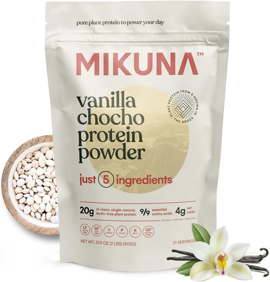 Vanilla Mikuna Vegan Protein Powder: Plant-Based Chocho Superfood with Vitamins, Minerals, and Fiber - Dairy, Gluten, Keto, and Lectin Free (21 Servings)