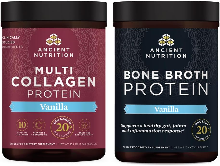 Vanilla Multi Collagen Protein Powder with Bone Broth Protein Powder - 65 Servings