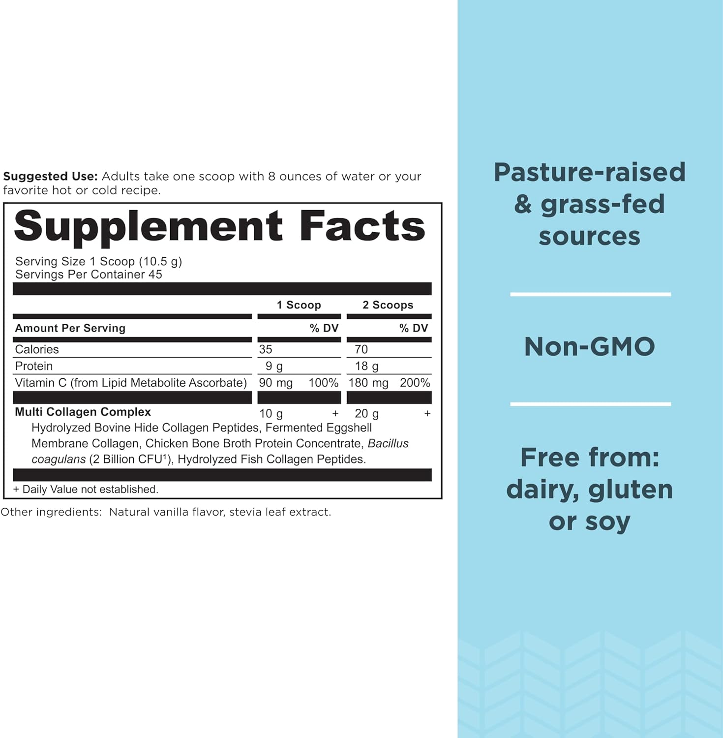 Vanilla Multi Collagen Protein Powder with Bone Broth Protein Powder - 65 Servings