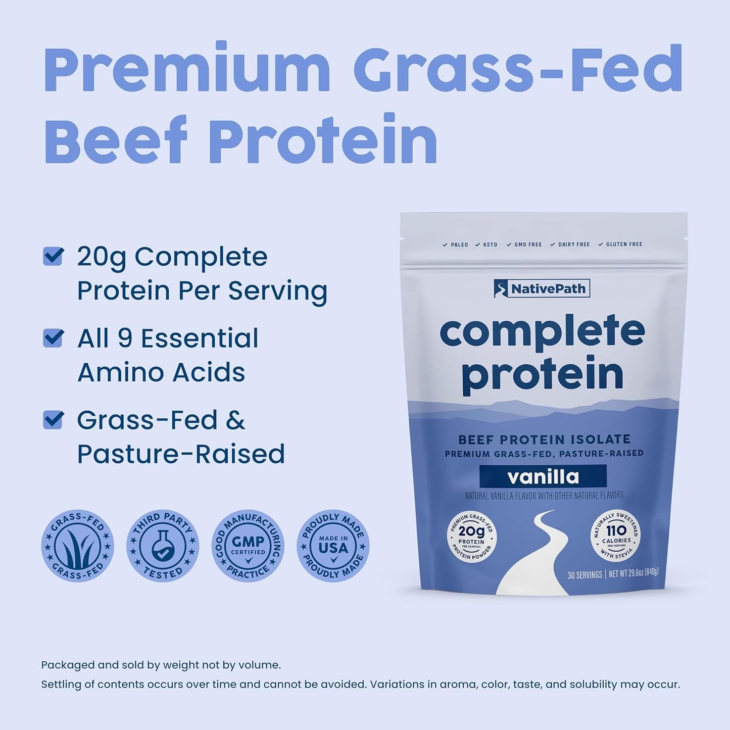Vanilla NativePath Complete Protein Powder - 30 Servings