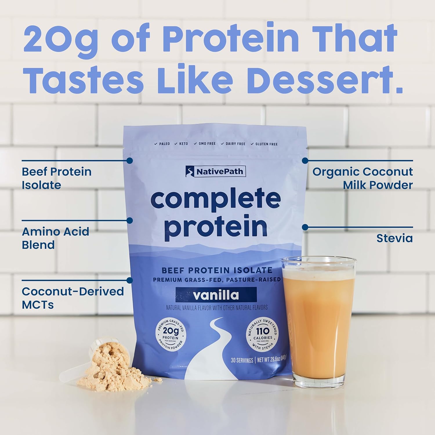 Vanilla NativePath Complete Protein Powder - 30 Servings