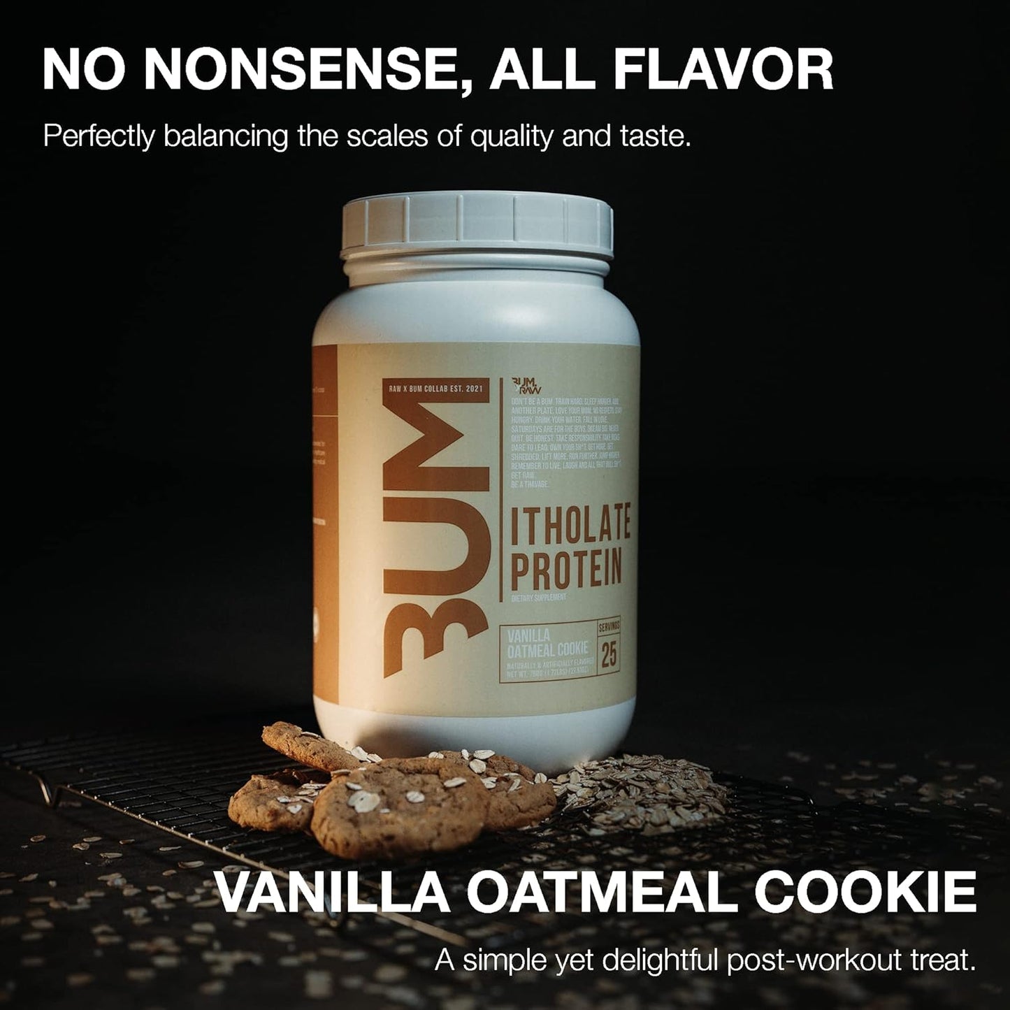 Vanilla Oatmeal Cookie Whey Isolate Protein Powder - Grass-Fed Sports Nutrition for Muscle Growth & Recovery with Low-Fat, Low Carb Formula - 25 Servings