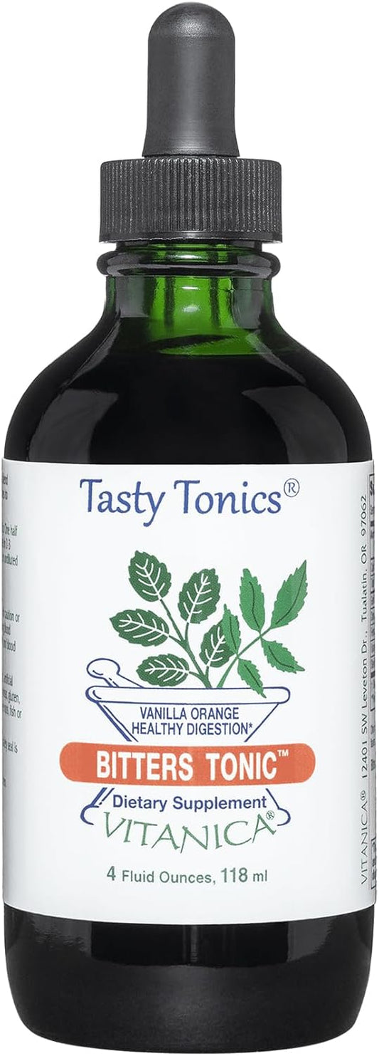 Vanilla Orange Vitanica Bitters Tonic Liquid Digestion Supplement, Alcohol Free, Vegan - 4 Ounce