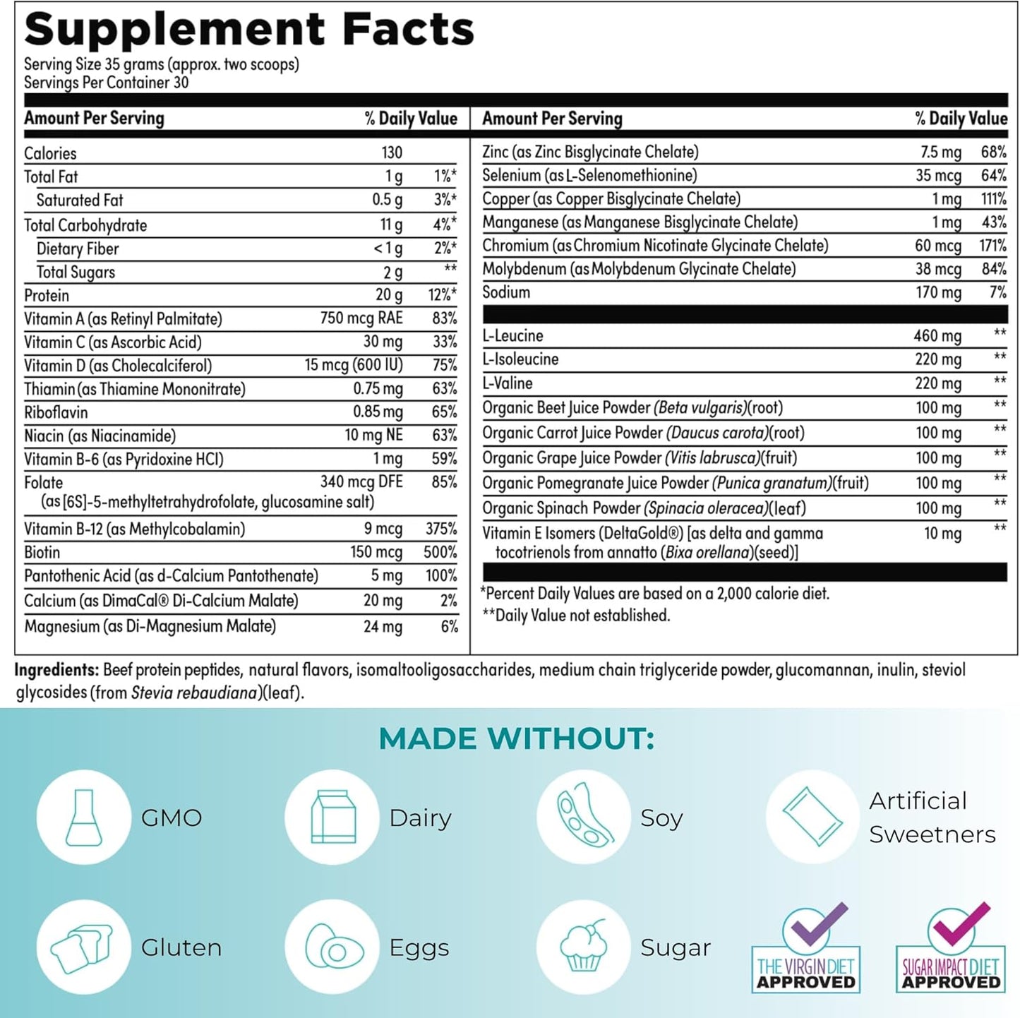 Vanilla Paleo All-in-One Shake with 20G Beef Protein | Gluten-Free & Dairy-Free | Includes Vitamins, Minerals, Amino Acids | 30 Servings