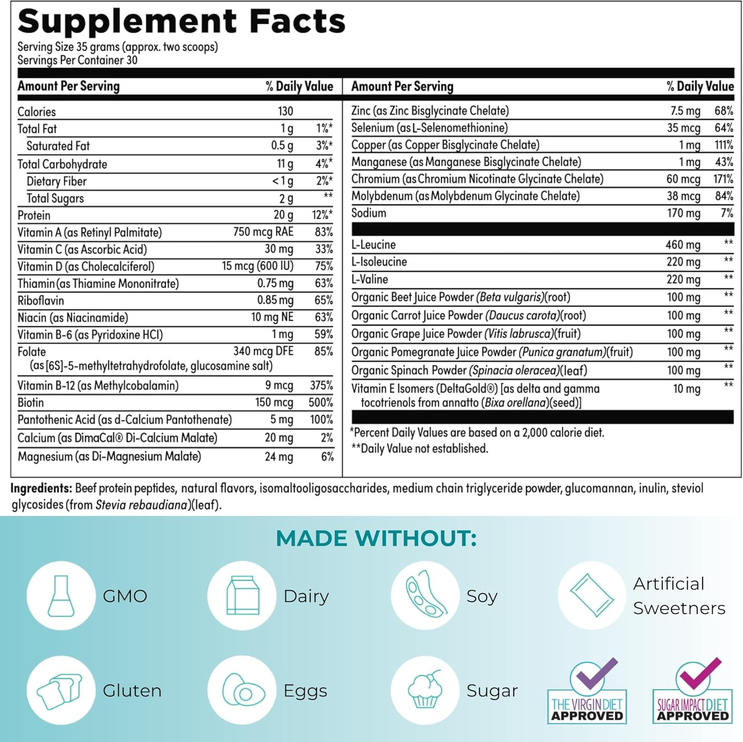 Vanilla Paleo All-in-One Shake with 20G Beef Protein | Gluten-Free & Dairy-Free | Includes Vitamins, Minerals, Amino Acids | 30 Servings