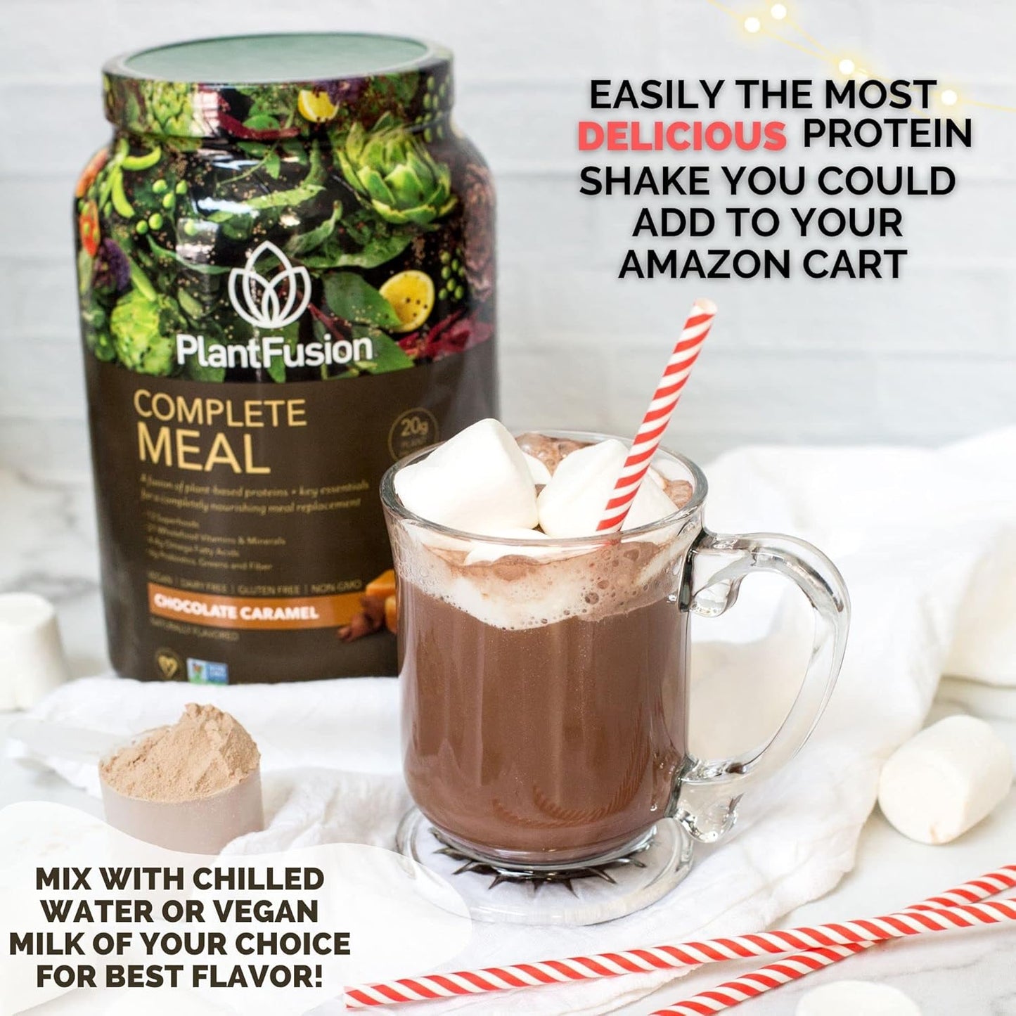 Vanilla PlantFusion Complete Meal Replacement Shake - Plant Based Protein Powder with Superfoods, Greens, and Probiotics - Vegan, Gluten Free, Non-Dairy - 2 lb