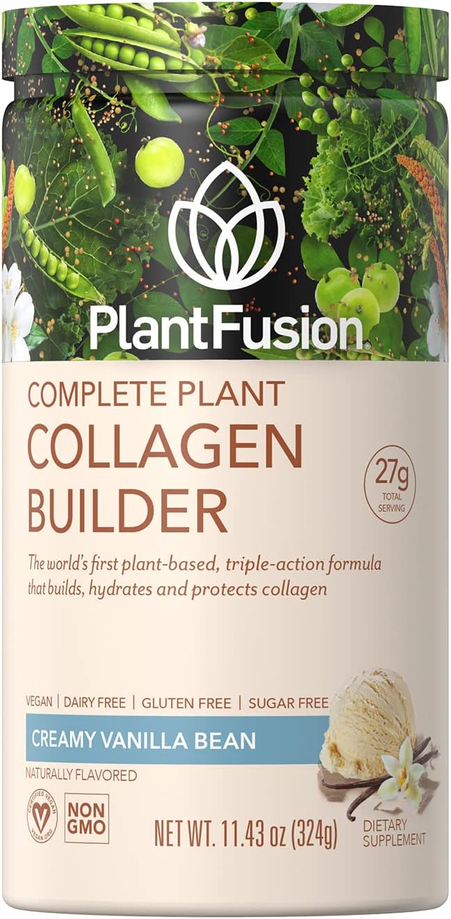 Vanilla PlantFusion Vegan Collagen Protein Powder for Hair, Skin, Nails, Muscles & Joints - Keto, Gluten-Free, Non-Dairy - 11.43 oz