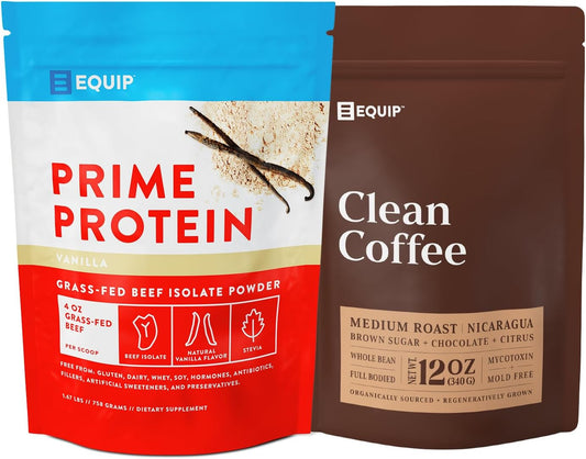 Vanilla Prime Protein Powder & Clean Coffee Bundle by Equip Foods