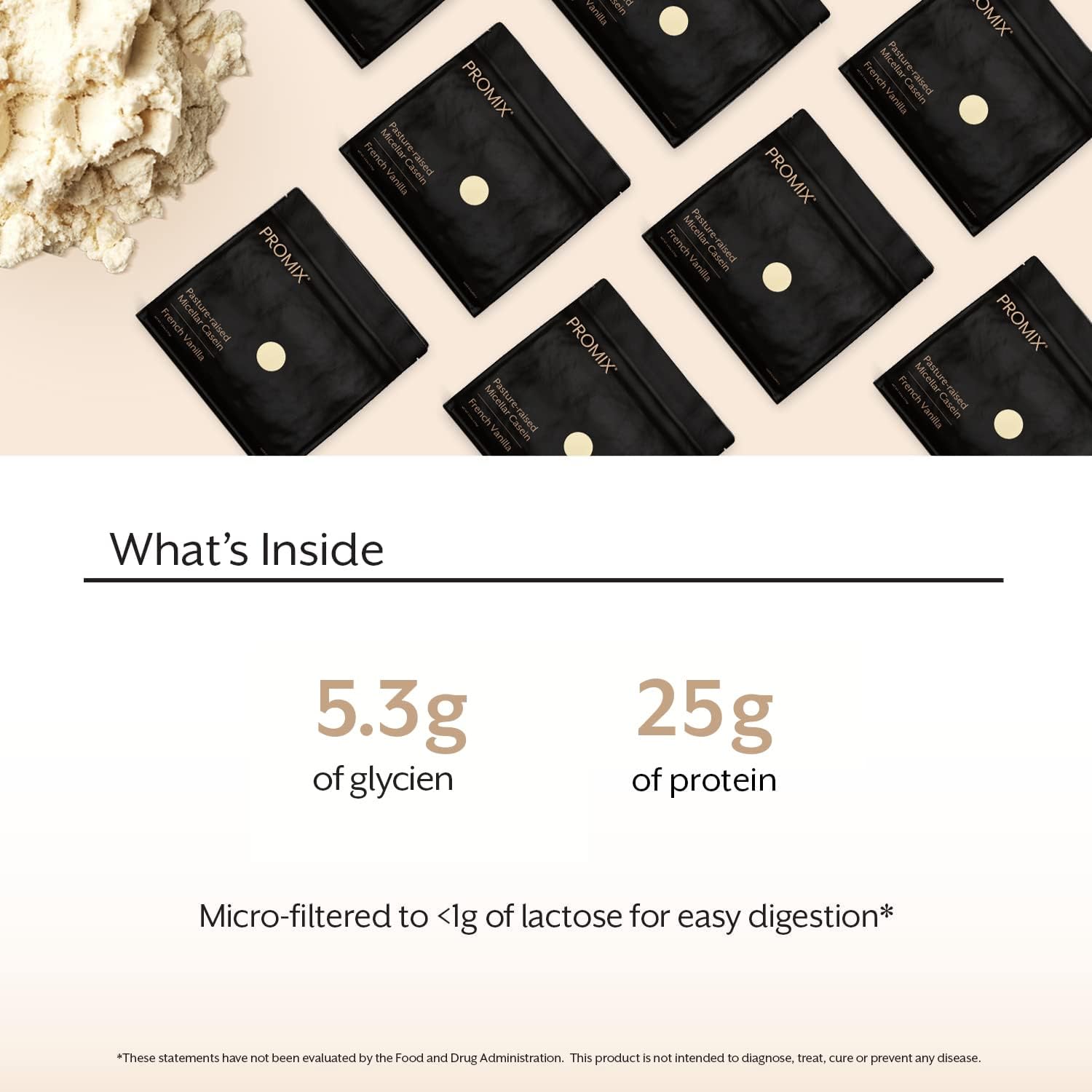 Vanilla ProMix Casein Protein Powder | Grass Fed, 25g Micellar Casein, 5.4g BCAAs | Gluten, Sugar, Soy Free - 5lb