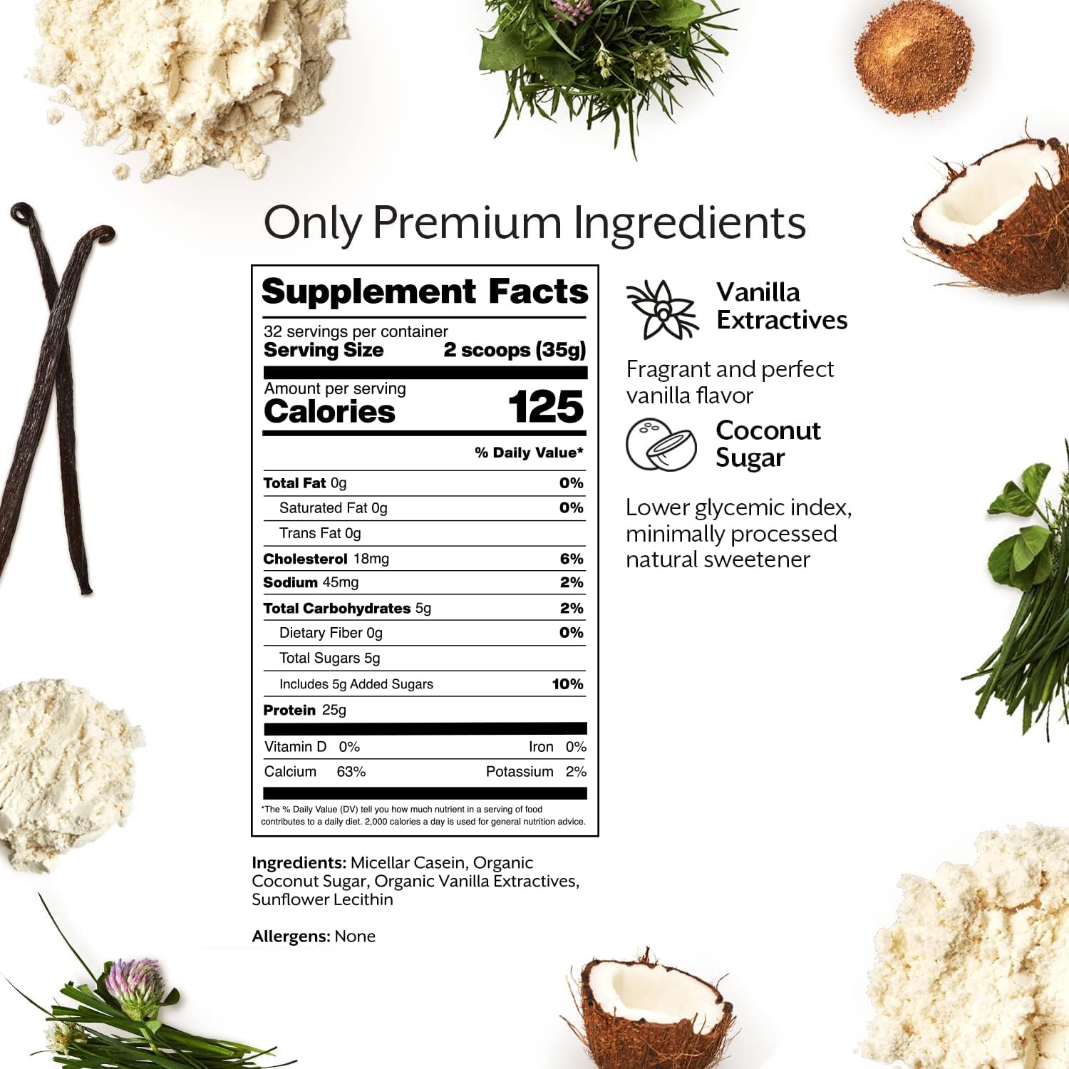 Vanilla ProMix Casein Protein Powder | Grass Fed, 25g Micellar Casein, 5.4g BCAAs | Gluten, Sugar, Soy Free - 5lb