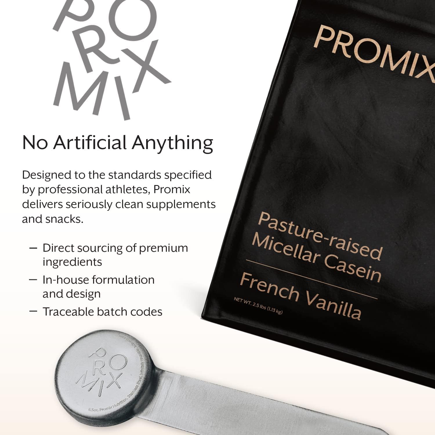 Vanilla ProMix Casein Protein Powder | Grass Fed, 25g Micellar Casein, 5.4g BCAAs | Gluten, Sugar, Soy Free - 5lb
