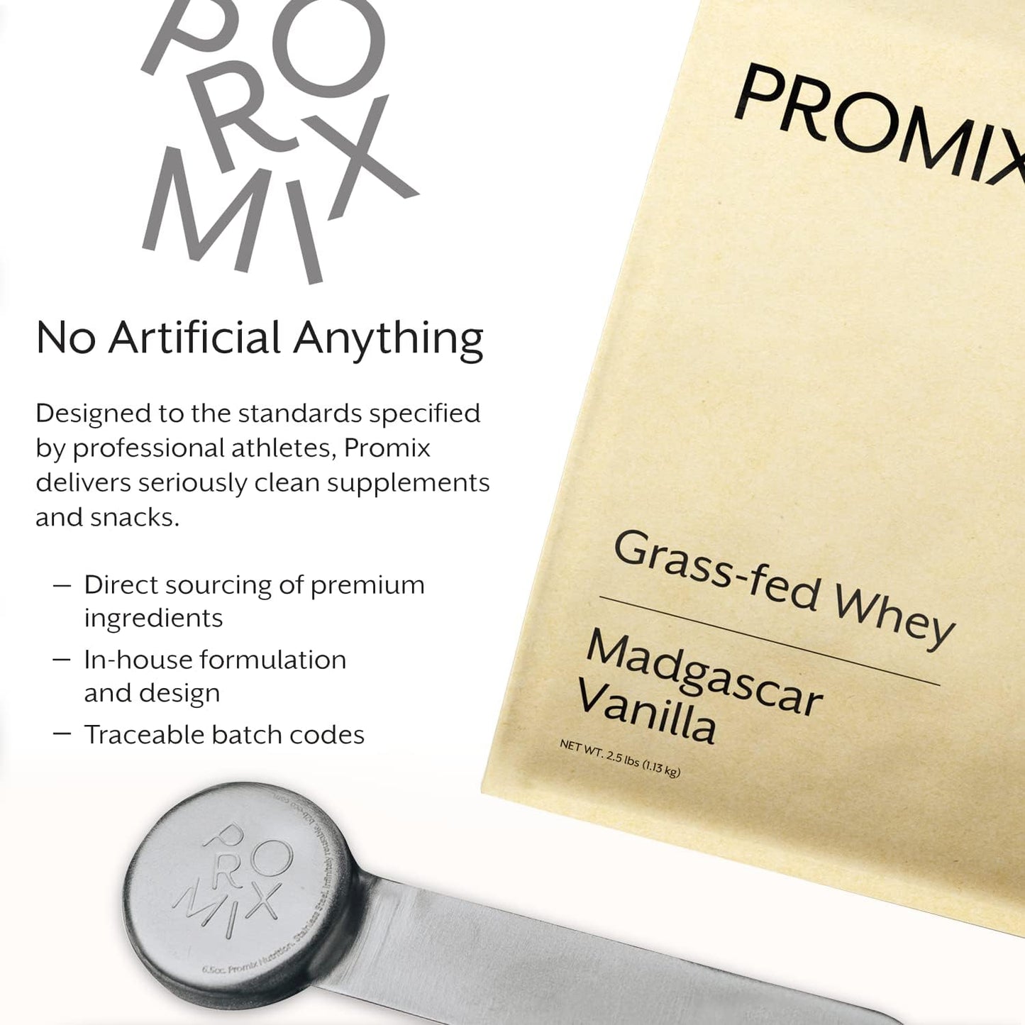 Vanilla ProMix Nutrition Grass-Fed Whey Protein Powder - 2.5lb Bulk - Perfect for Post-Workout Shakes, Smoothies, and Recipes - Gluten-Free & Keto-Friendly
