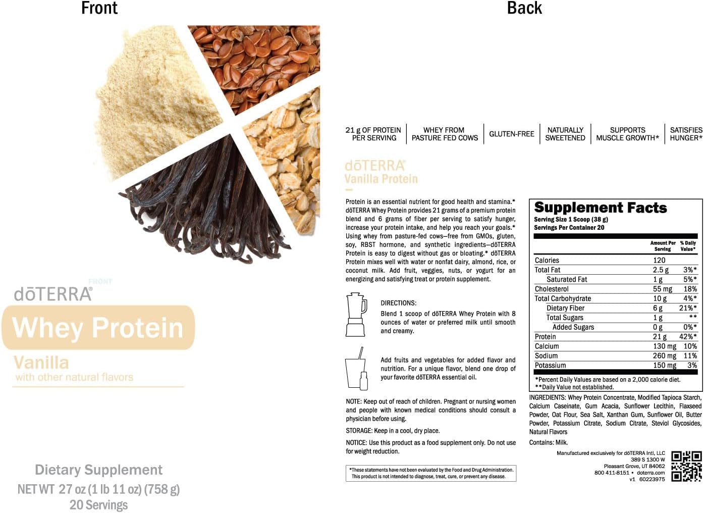 Vanilla Protein Nutrition Supplement by doTERRA - All-Natural and Nutrient-Rich Formula