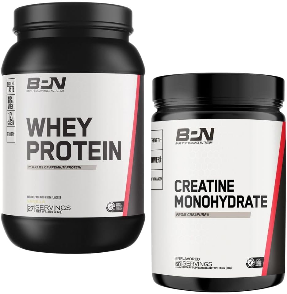 Vanilla Protein Powder & Creatine Monohydrate Bundle by BARE PERFORMANCE NUTRITION BPN