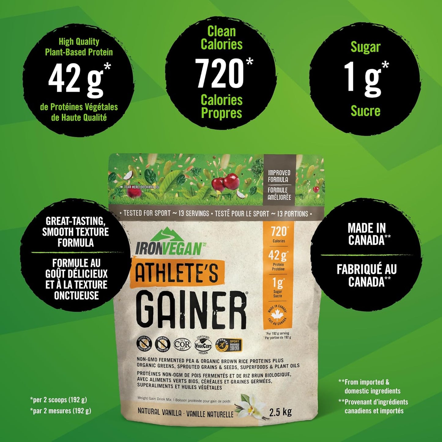 Vanilla Protein Powder for Weight Gain - 2500 GR by IRONVEGAN