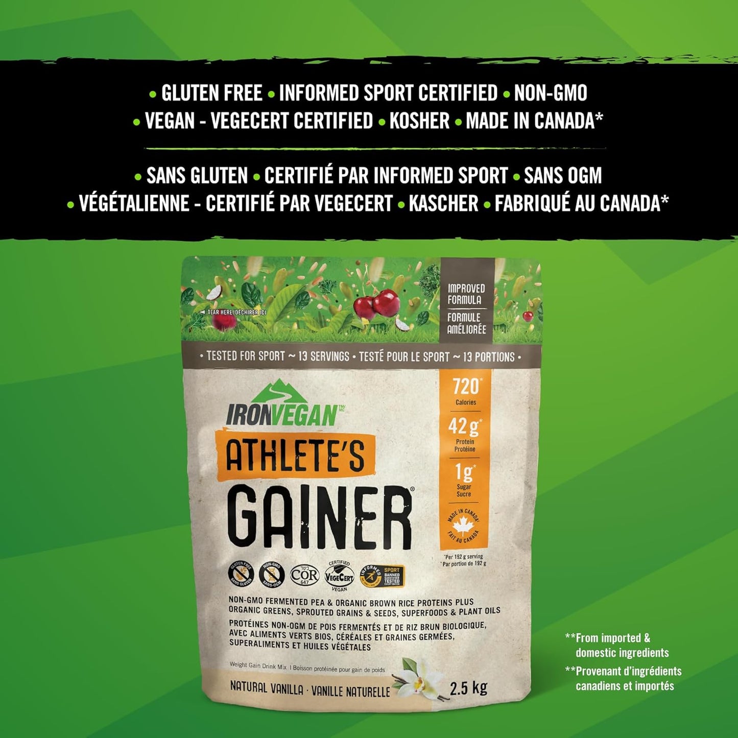 Vanilla Protein Powder for Weight Gain - 2500 GR by IRONVEGAN