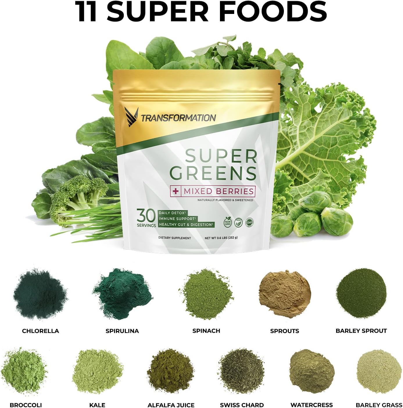 Vanilla Protein Powder, Green Juice Superfood Powder & Insulated Shaker Bottle Set for Body Transformation