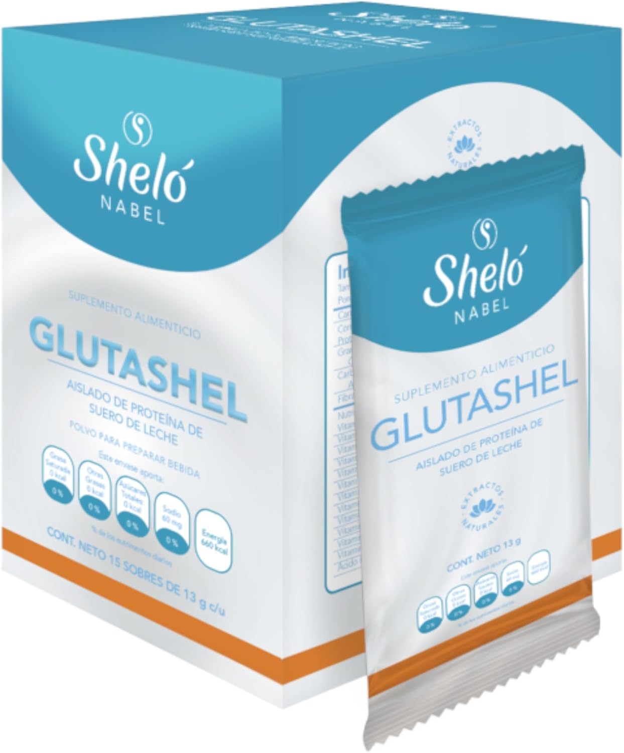 Vanilla Shelo Nabel Glutashel Antioxidant Powdered Premix - 15 Sachets - 0.45 oz White - Natural Flavor