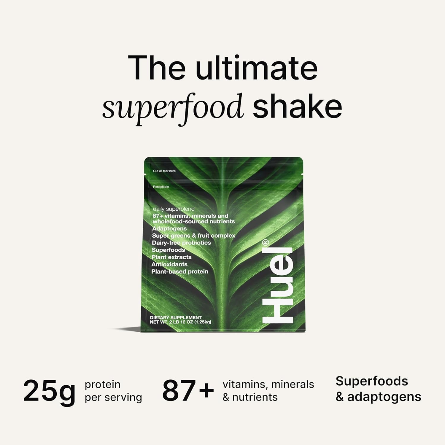 Vanilla Superblend Powder with 25g Plant-Based Protein and Super Greens - 87 Vitamins and Minerals - 19 Servings