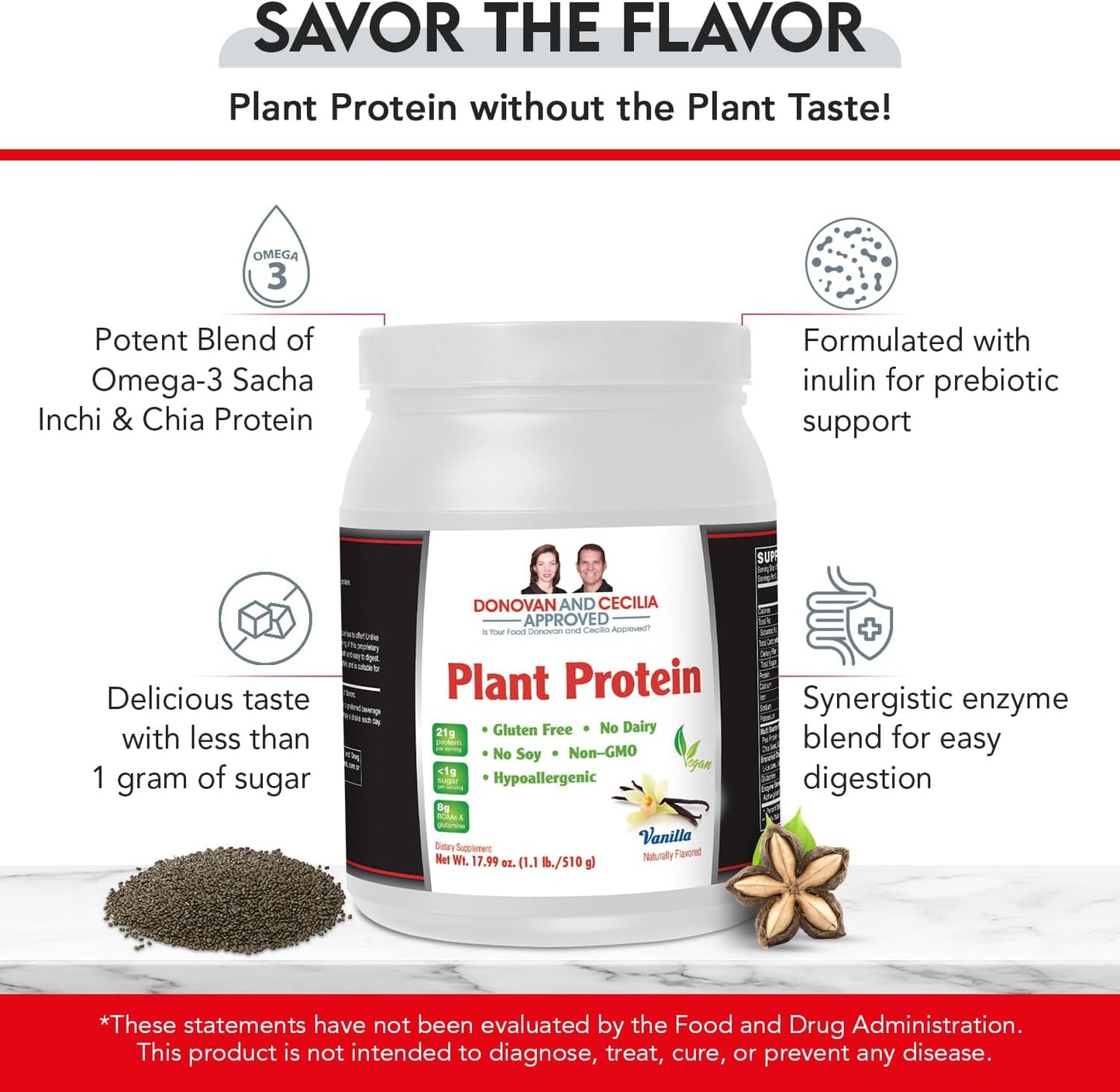 Vanilla Vegan Plant Protein by DCA Nutrition - Donovan and Cecilia Approved