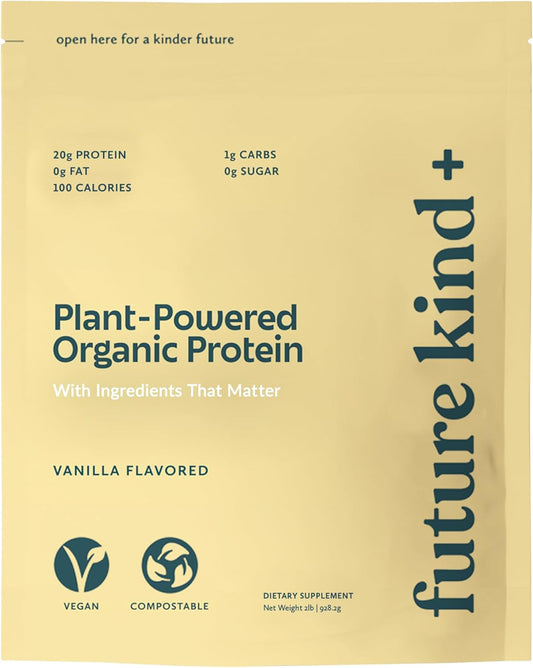 Vanilla Vegan Protein Powder with Pea Plant Protein, Iron & Fiber - Whey-Free, Sugar-Free, Soy-Free - Non-Dairy Supplement for Lean Muscle (34 Servings)