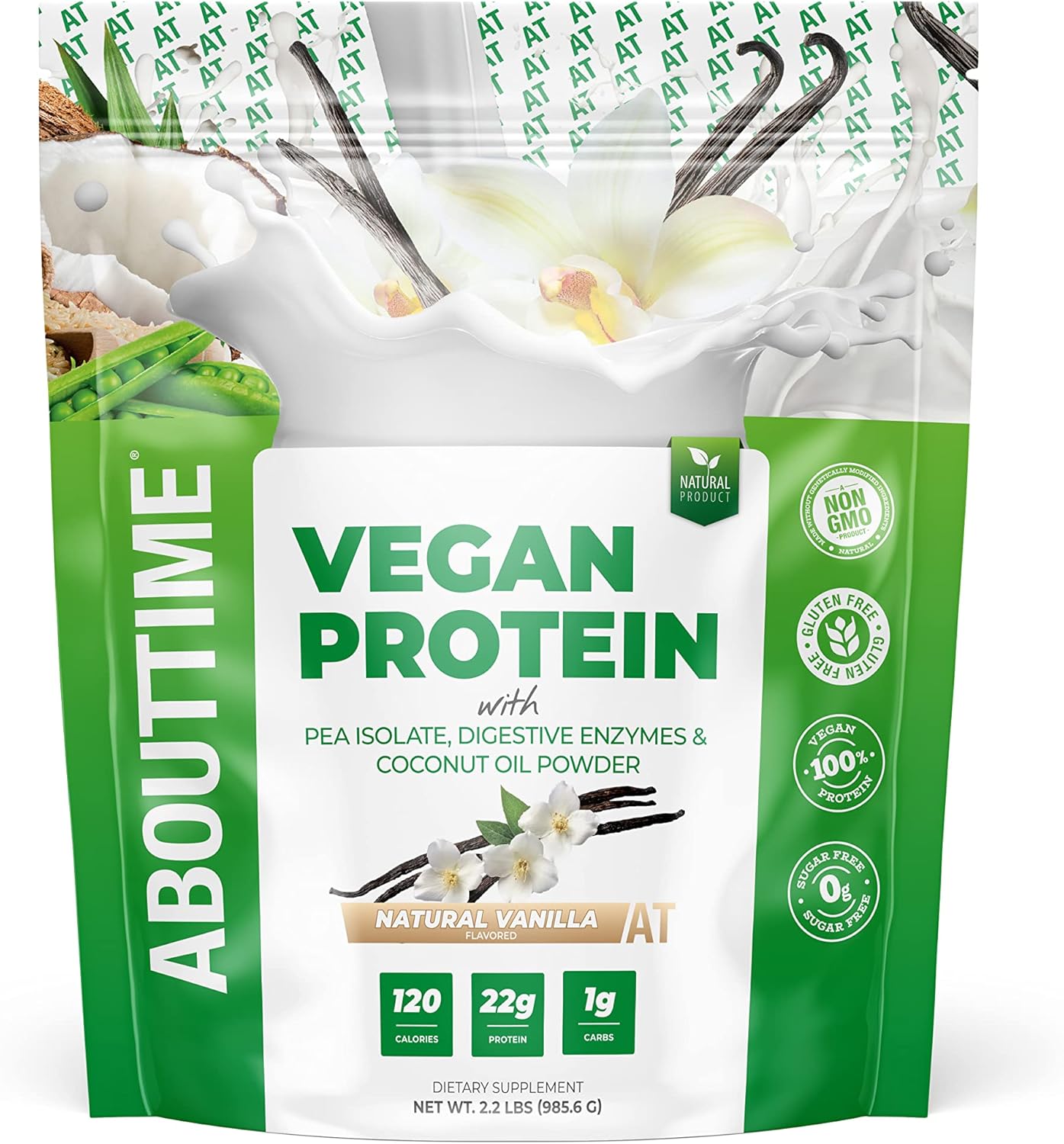 Vanilla Vegan Protein Supplement - 2 Pound Container by About Time