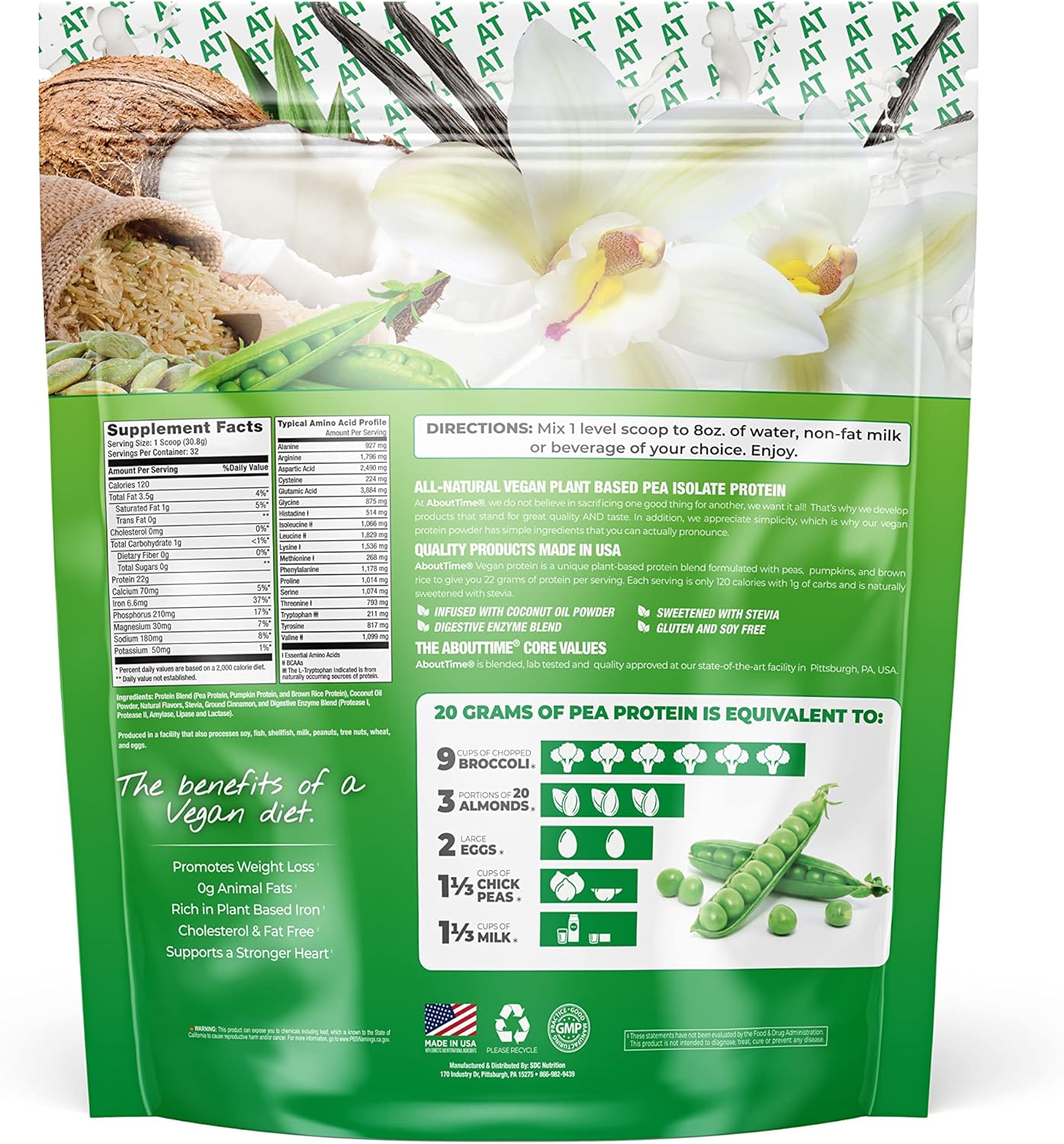 Vanilla Vegan Protein Supplement - 2 Pound Container by About Time