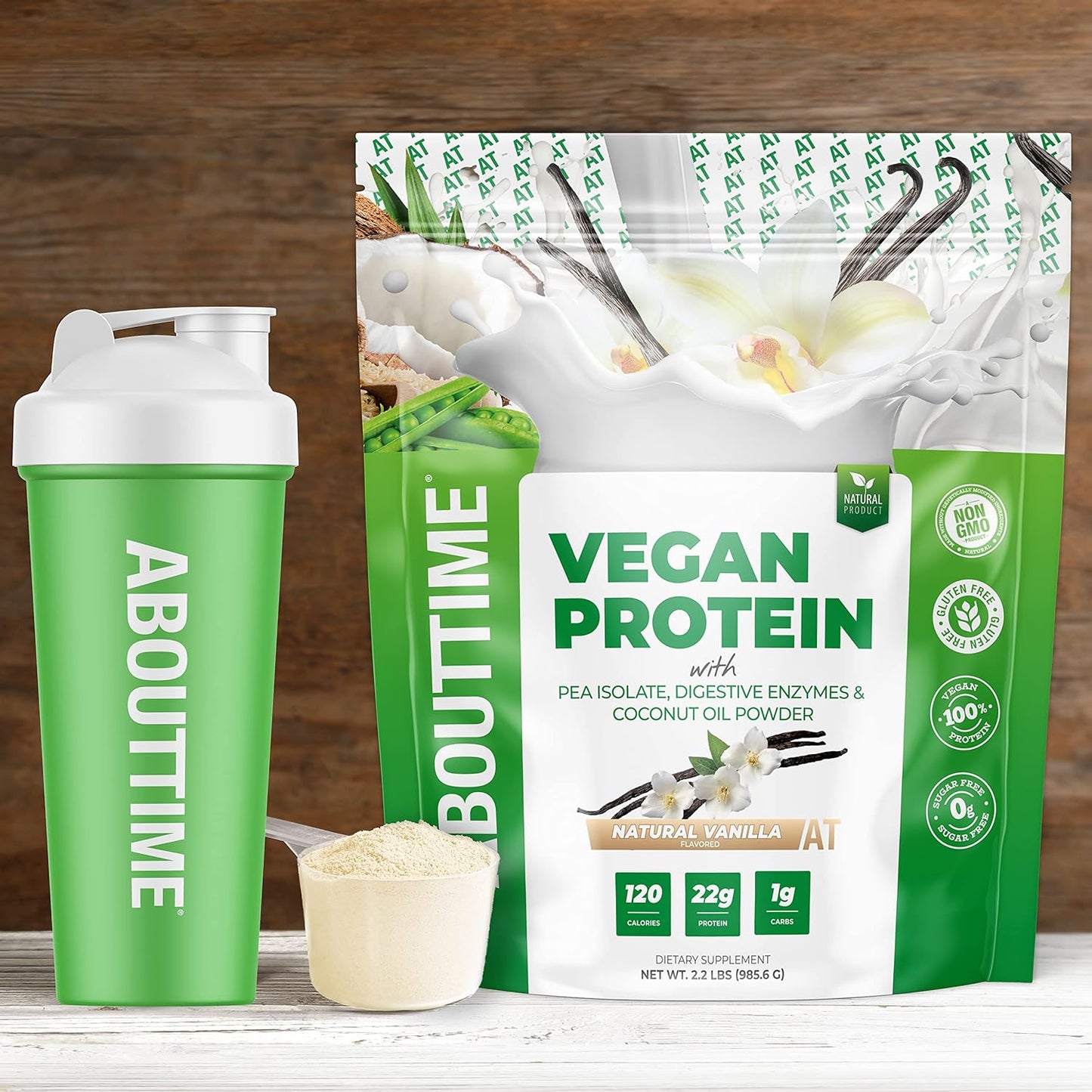 Vanilla Vegan Protein Supplement - 2 Pound Container by About Time