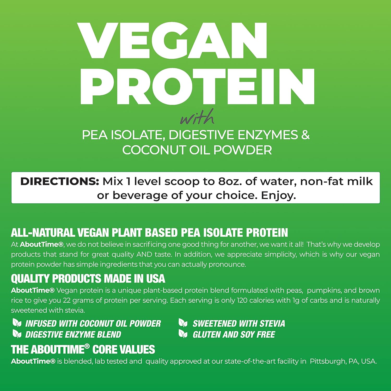 Vanilla Vegan Protein Supplement - 2 Pound Container by About Time