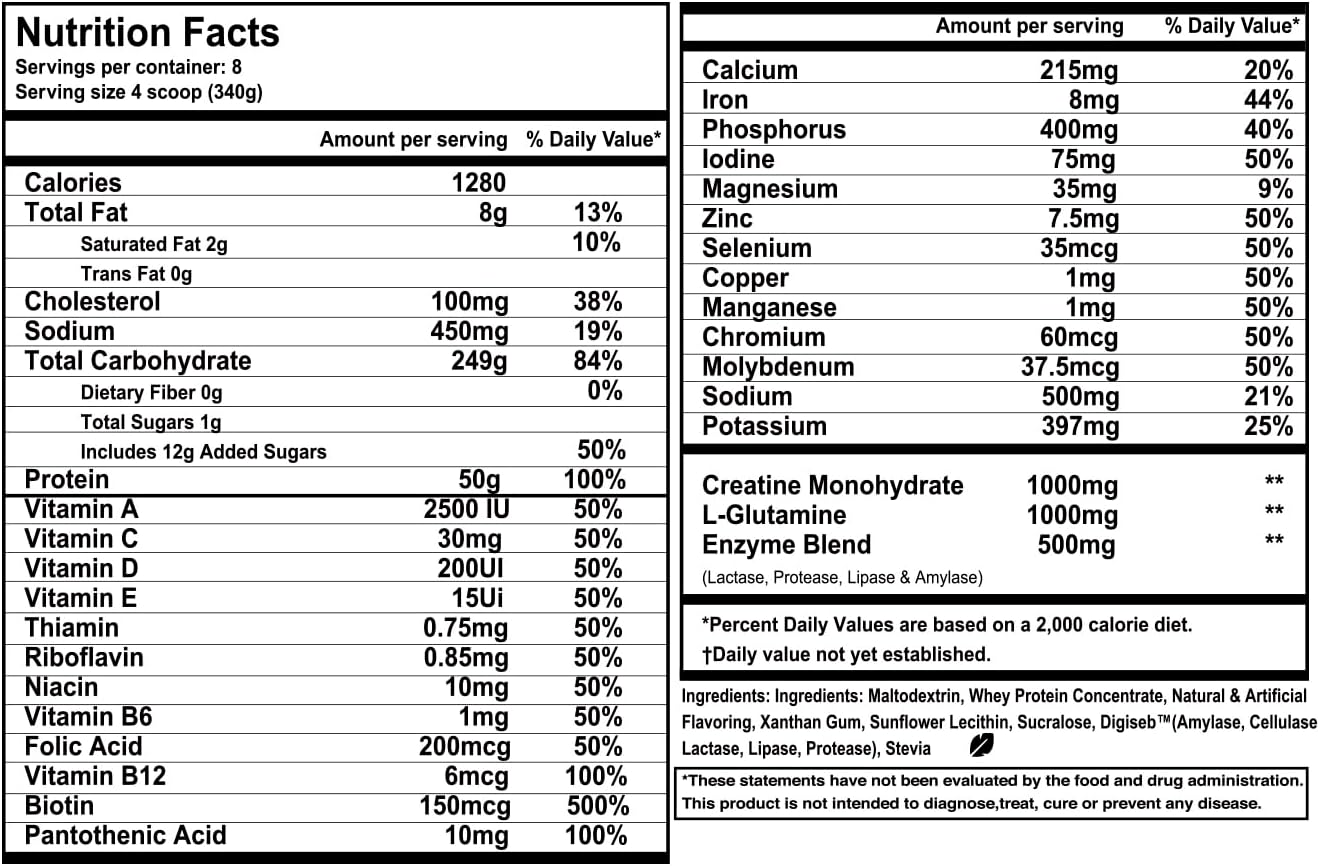 Vanilla Whey Protein Powder Weight Gainer for Men and Women - Muscle Building Supplement, 7.8 lbs