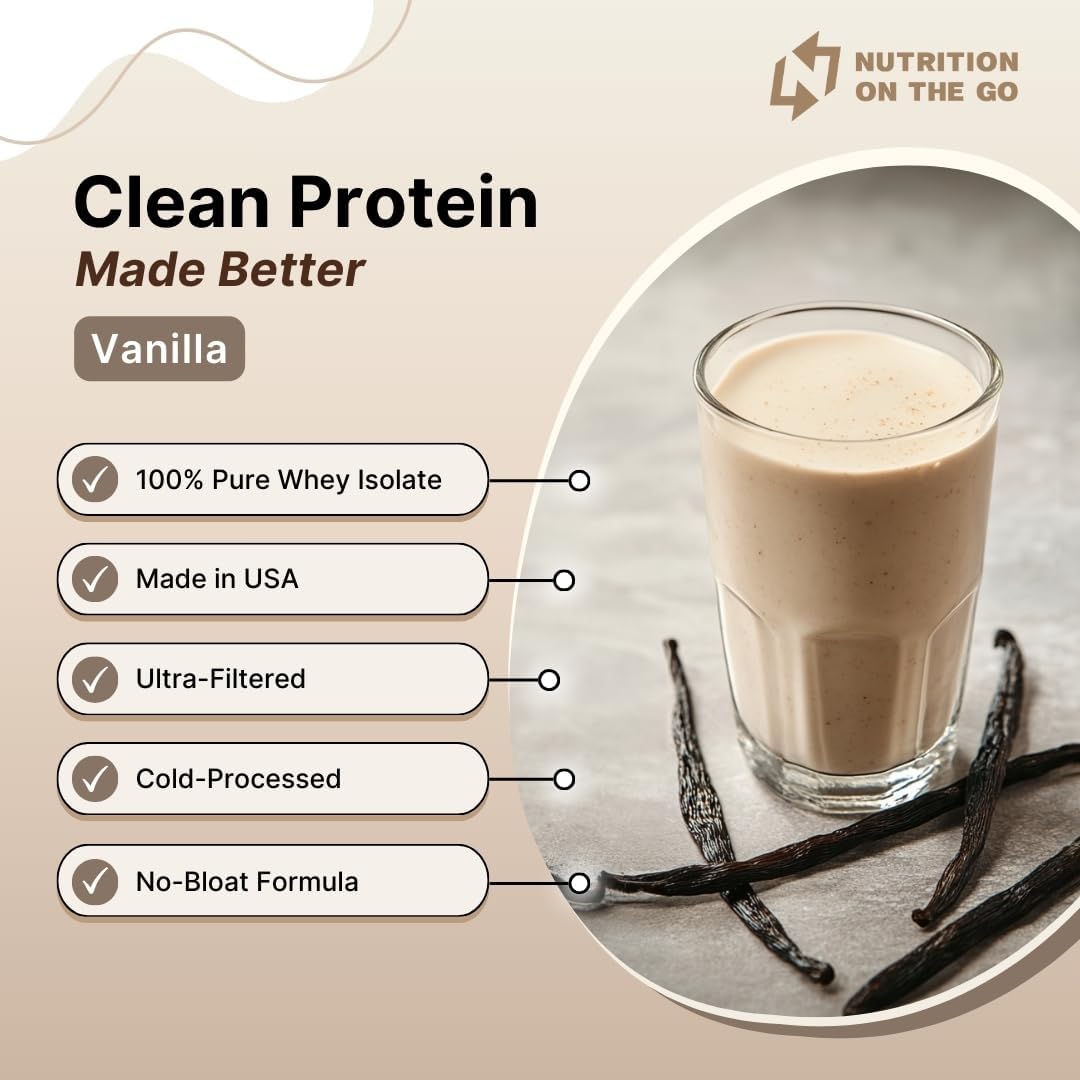 Vanilla Whey Protein Powder with Creatine - 25g Protein, 5g Creatine - Single-Serve Travel Packets - Gluten-Free, No Sugar Added (30-Pack)